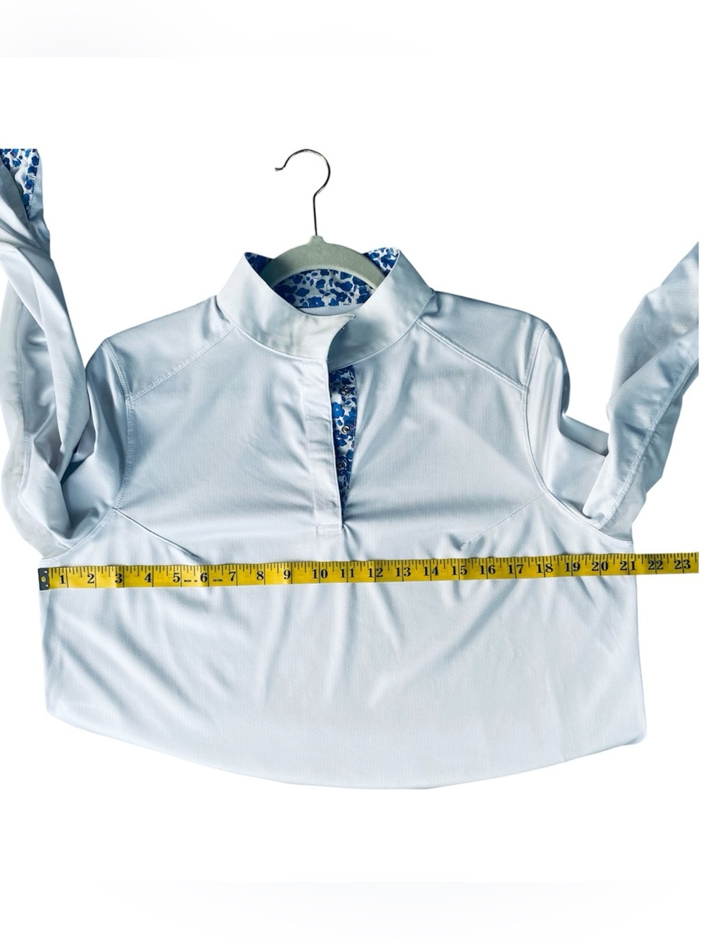 COOLBLAST Show Shirt by Dover Saddlery Lightweight Long Sleeve White Blue L - Picture 8 of 11